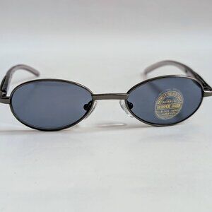 NWT Vintage 90's Small Oval Metal Combo Sport Sunglasses (D. Gunmetal)